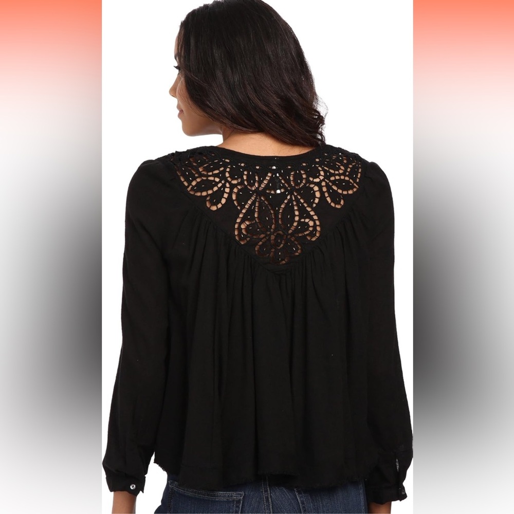 Free People Boho Black Flowy Cutout Lace Detail sz XS/S Elaved Boho Festivalcore